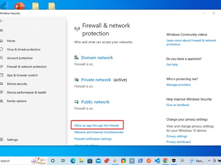 Allow an app firewall