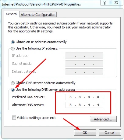 change DNS server