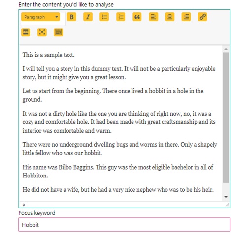 Yoast content analyzer