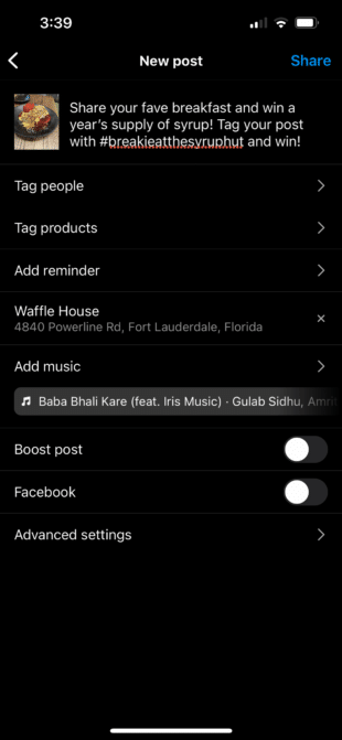 branded hashtags maple syrup on instagram post